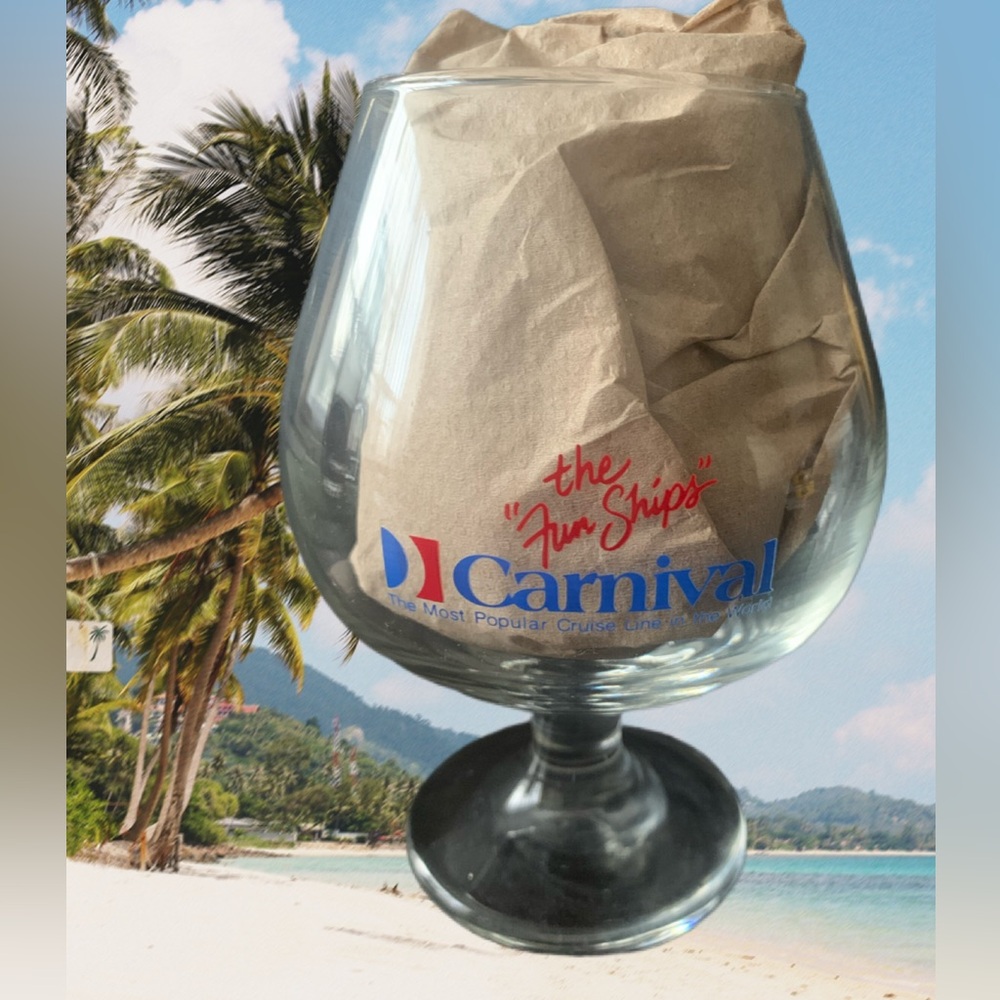 Vintage Carnival Cruise Brandy Cognac Snifter Glass Barware The Fun Ships